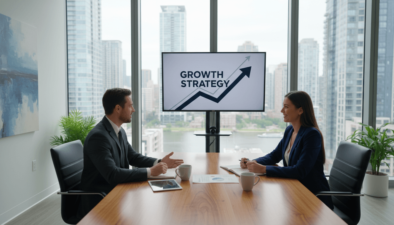 Financial advisor meeting with client at a modern desk